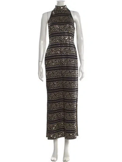 Pre-owned St John Wool Long Dress In Black