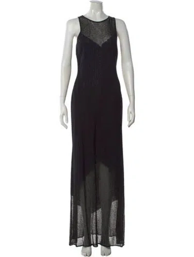 Pre-owned St John Wool Long Dress In Black