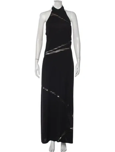 Pre-owned St John Wool Long Dress In Black