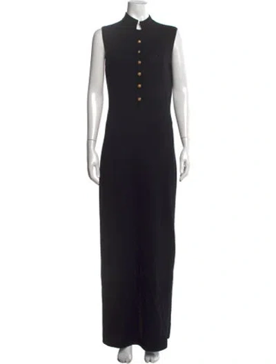 Pre-owned St John Wool Long Dress In Black