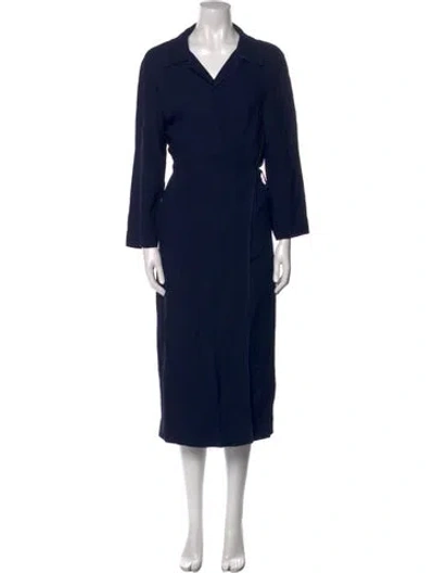 Pre-owned St John Wool Long Dress In Blue