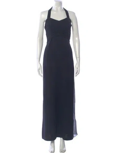 Pre-owned St John Wool Long Dress In Blue