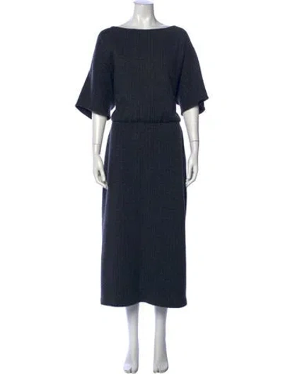Pre-owned St John Wool Long Dress In Blue