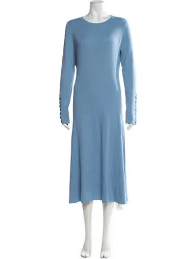 Pre-owned St John Wool Long Dress In Blue
