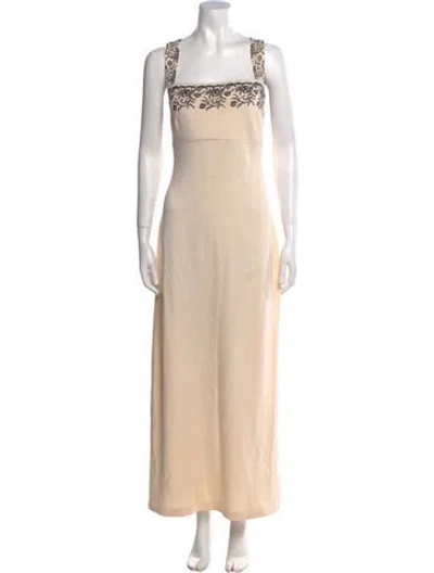 Pre-owned St John Wool Long Dress In Neutral