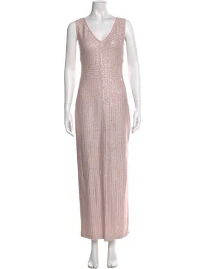 Pre-owned St John Wool Long Dress In Pink