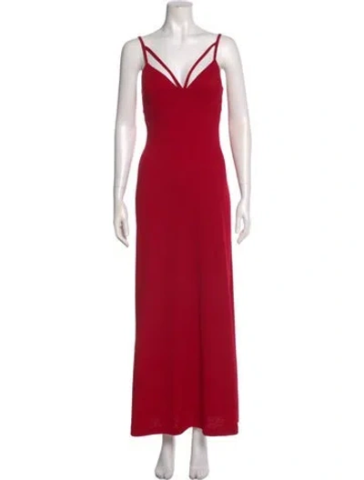 Pre-owned St John Wool Long Dress In Red