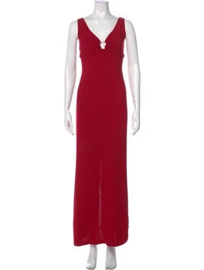 Pre-owned St John Wool Long Dress In Red