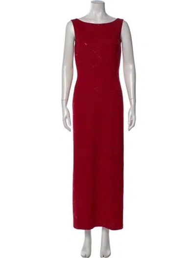 Pre-owned St John Wool Long Dress In Red