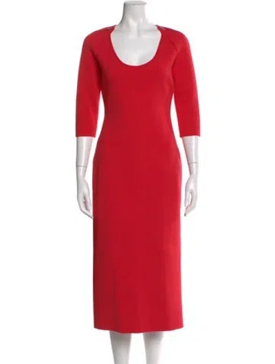 Pre-owned St John Wool Long Dress In Red