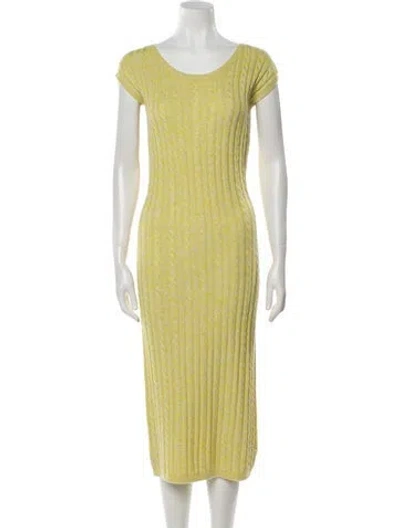 Pre-owned St John Wool Long Dress In Yellow