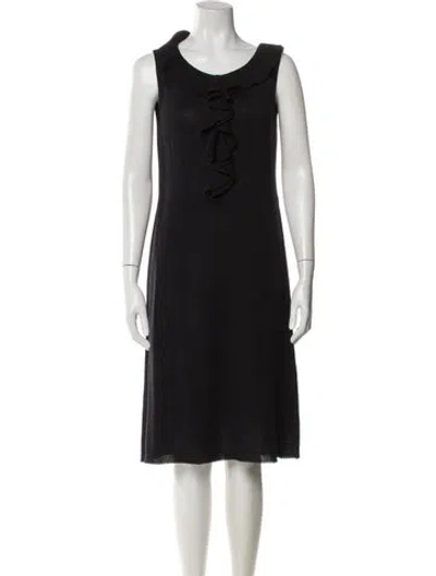 Pre-owned St John Wool Midi Length Dress In Black