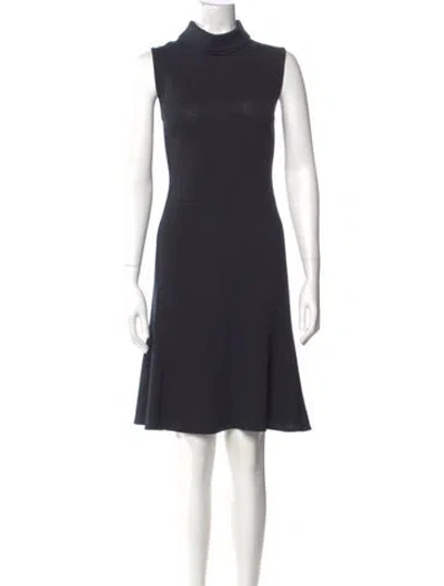 Pre-owned St John Wool Midi Length Dress In Black