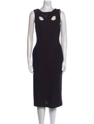 Pre-owned St John Wool Midi Length Dress In Black