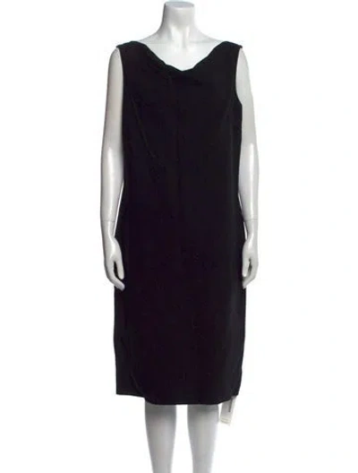 Pre-owned St John Wool Midi Length Dress In Black