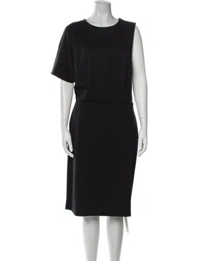 Pre-owned St John Wool Midi Length Dress In Black