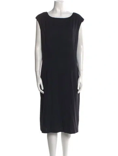 Pre-owned St John Wool Midi Length Dress In Black