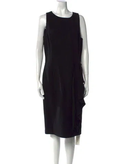 Pre-owned St John Wool Midi Length Dress In Black