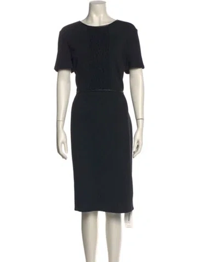 Pre-owned St John Wool Midi Length Dress In Black