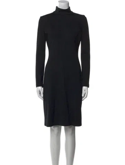 Pre-owned St John Wool Midi Length Dress In Black