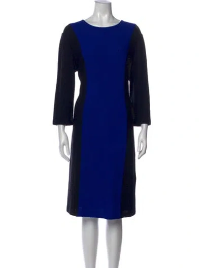 Pre-owned St John Wool Midi Length Dress In Black