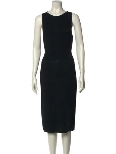 Pre-owned St John Wool Midi Length Dress In Black