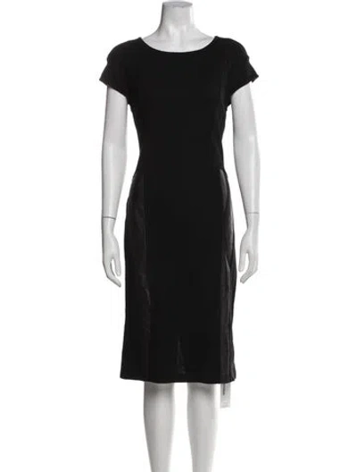Pre-owned St John Wool Midi Length Dress In Black