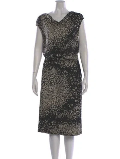 Pre-owned St John Wool Midi Length Dress In Black
