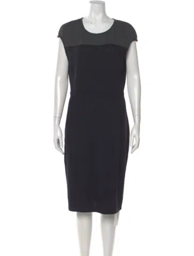 Pre-owned St John Wool Midi Length Dress In Black