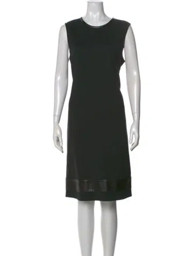 Pre-owned St John Wool Midi Length Dress In Black