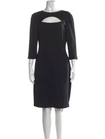 Pre-owned St John Wool Midi Length Dress In Black
