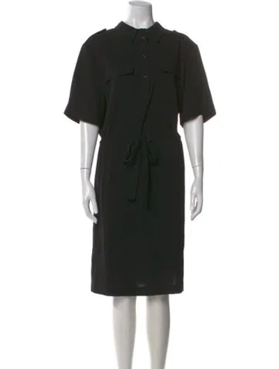 Pre-owned St John Wool Midi Length Dress In Black