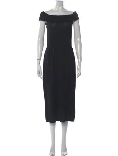 Pre-owned St John Wool Midi Length Dress In Black