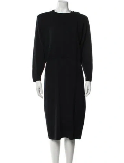 Pre-owned St John Wool Midi Length Dress In Black