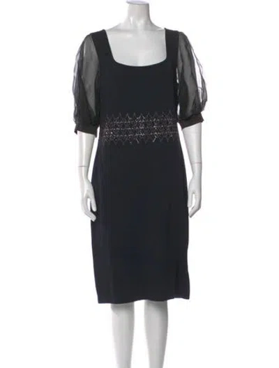 Pre-owned St John Wool Midi Length Dress In Black