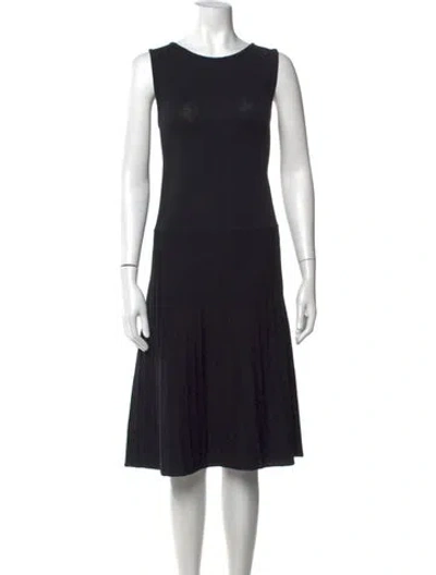 Pre-owned St John Wool Midi Length Dress In Black