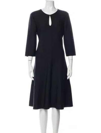 Pre-owned St John Wool Midi Length Dress In Black