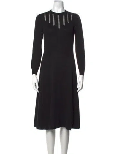 Pre-owned St John Wool Midi Length Dress In Black