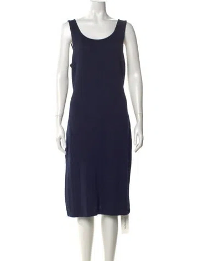 Pre-owned St John Wool Midi Length Dress In Blue