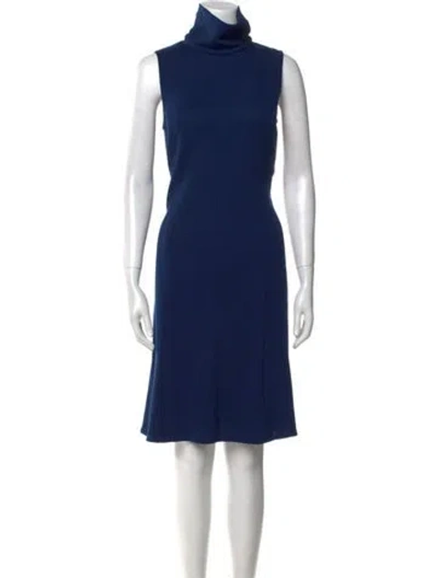 Pre-owned St John Wool Midi Length Dress In Blue