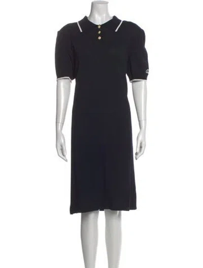 Pre-owned St John Wool Midi Length Dress In Blue