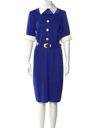 Pre-owned St John Wool Midi Length Dress In Blue