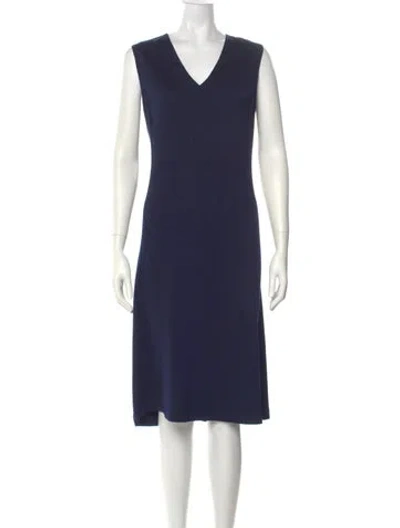 Pre-owned St John Wool Midi Length Dress In Blue