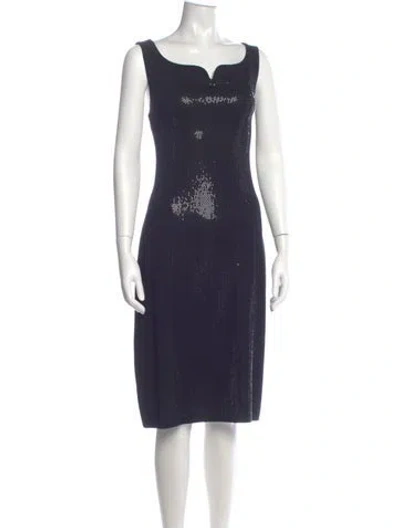 Pre-owned St John Wool Midi Length Dress In Blue
