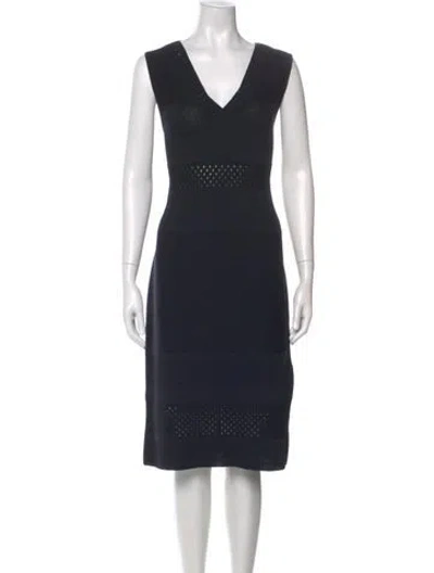 Pre-owned St John Wool Midi Length Dress In Blue