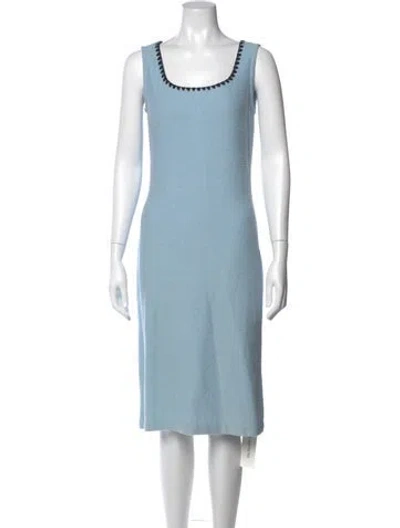 Pre-owned St John Wool Midi Length Dress In Blue