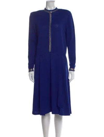Pre-owned St John Wool Midi Length Dress In Blue