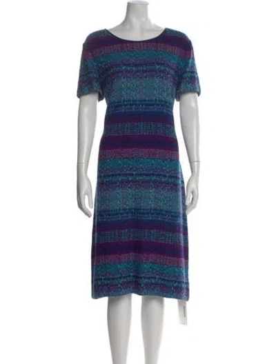 Pre-owned St John Wool Midi Length Dress In Blue