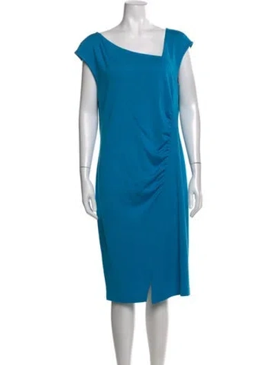 Pre-owned St John Wool Midi Length Dress In Blue