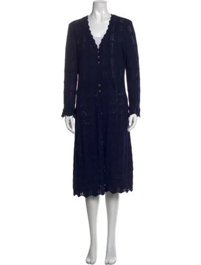 Pre-owned St John Wool Midi Length Dress In Blue